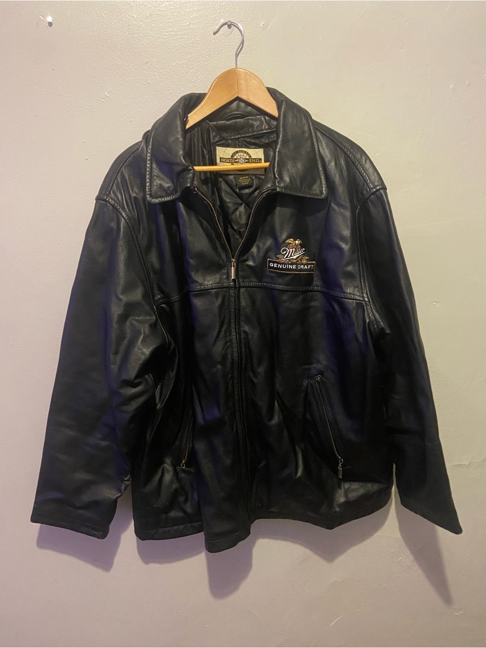 Genuine Draft Black Leather Bomber Jacket - Brand